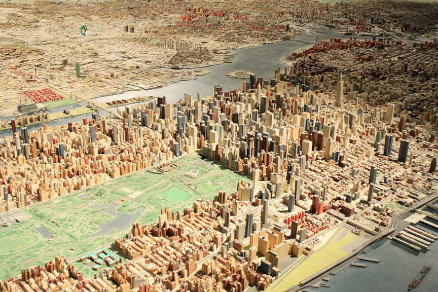 New York City in miniature: located at the Queens Museum, the Panorama of the City of New York, originally built in 1964 for the World’s Fair, and since updated, is now a "9,335-square foot architectural model that includes every single building constructed before 1992 in all five boroughs.”