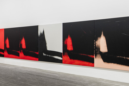 ANDY WARHOL, Shadows (detail),1978–79, acrylic on canvas, 102 pieces: 193 × 132 × 2.9 cm each. Installation view at Yuz Museum, Shanghai, 2016. Collection Dia Art Foundation, New York. Copyright The Andy Warhol Foundation for the Visual Arts, Inc./ Artist Rights Society (ARS), New York.