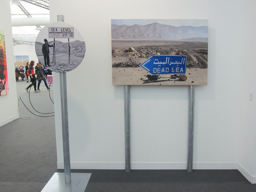 Palestinian artist KHALIL RABAH brought a bit of the Holy Land to London with the paintings Dead Sea and Sea Level (both 2017), found at Sferir-Semler’s booth. All photos by Cleo Roberts for ArtAsiaPacific.