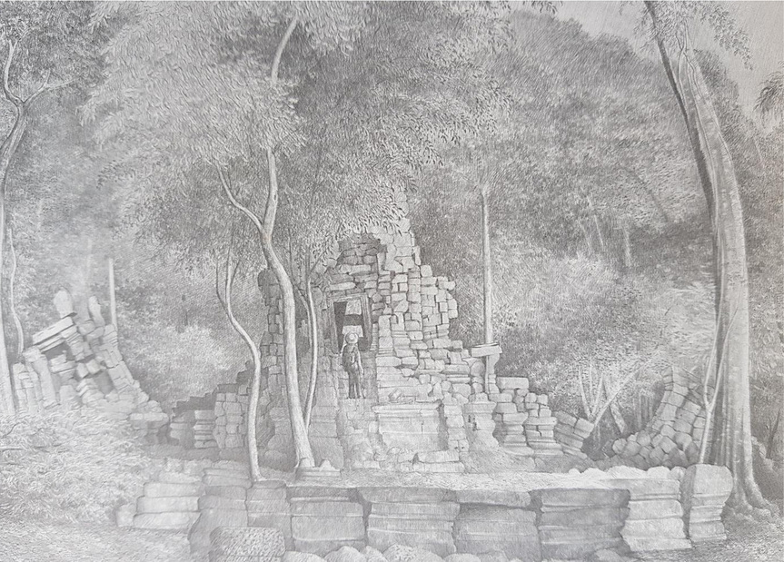 SREY BANDAUL, Looking at Angkor, from the series “Looking at Angkor,” 1998–2000, pencil on paper, dimensions unknown. Courtesy the artist.