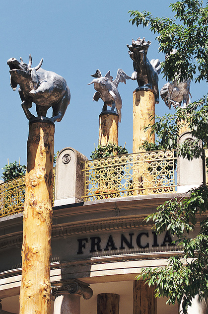 Installation view of One Man, Nine Animals, 1999, wood, aluminum, 23 × 17 × 8 m, at the France Pavilion, 48th Venice Biennale, 1999. Copyright ADAGP Huang Yong Ping. Photo by the artist. Courtesy the artist; FNAC; and kamel mennour, Paris / London.