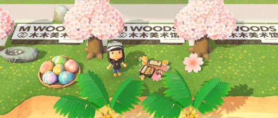 Screenshot of M Woods’s island in Animal Crossing. Image via M Woods’s Facebook.