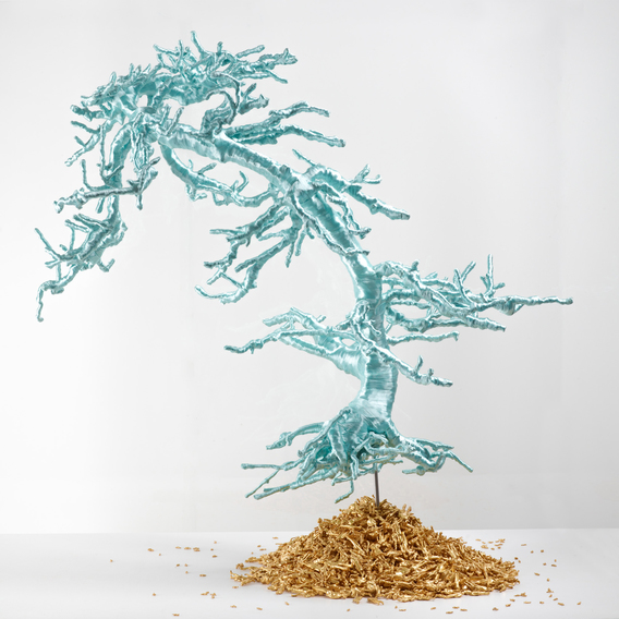 LIN TIANMIAO, Untitled (Bonsai Tree), 2012, bonsai tree, threads, metal constructions, 95 × 65 × 95 cm. Copyright the artist. Courtesy Galerie Lelong & Co., New York / Paris.